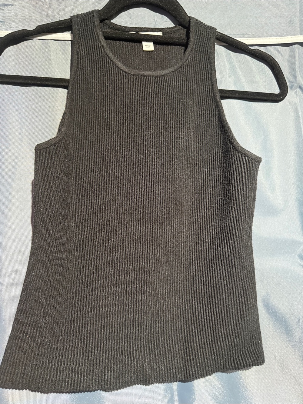 Bar III Black Ribbed Tank Top